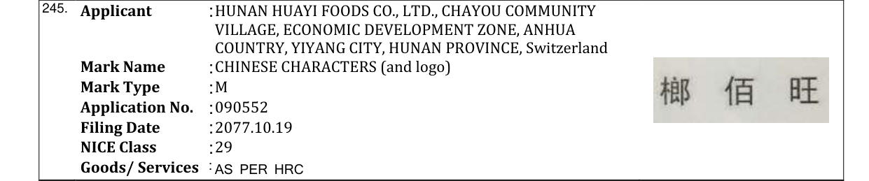 Original bulletin entry for CHINESE CHARACTERS (and logo)