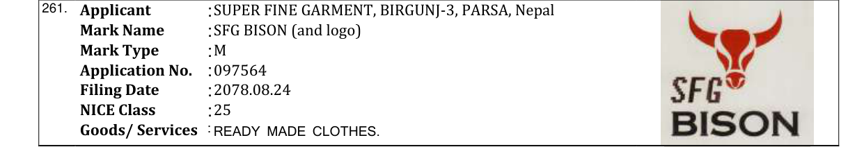 Original bulletin entry for SFG BISON (and logo)