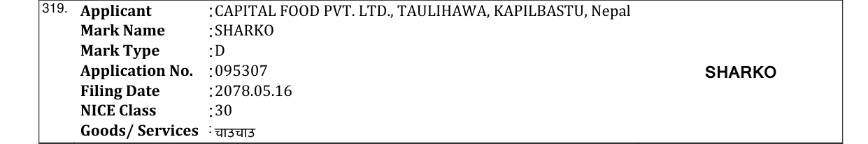 Original bulletin entry for SHARKO