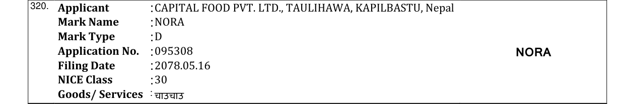 Original bulletin entry for NORA