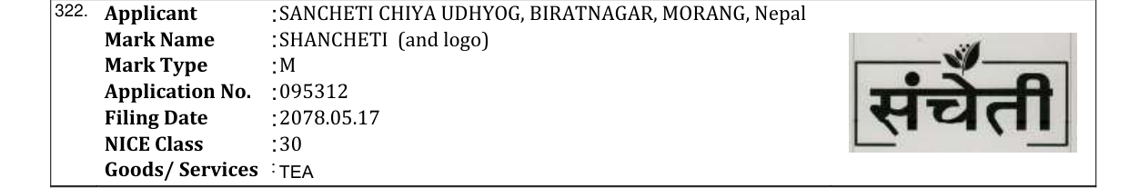 Original bulletin entry for SHANCHETI (and logo)