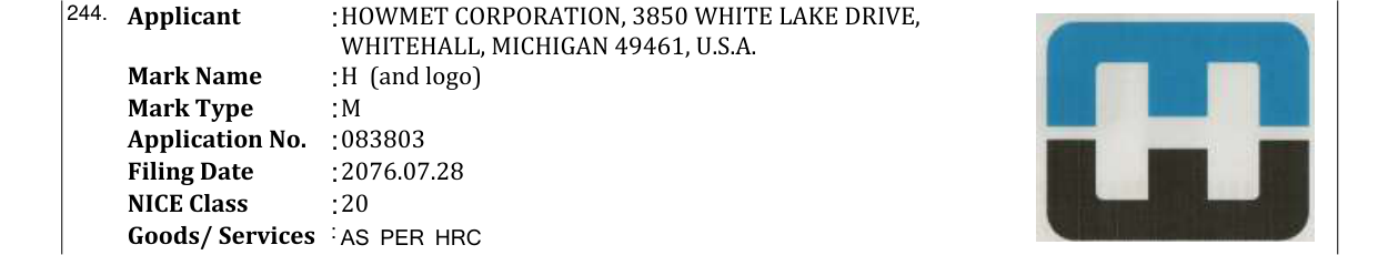 Original bulletin entry for H (and logo)