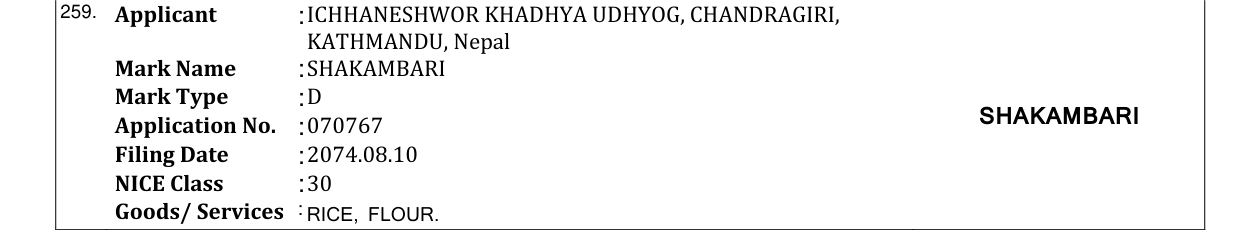 Original bulletin entry for SHAKAMBARI