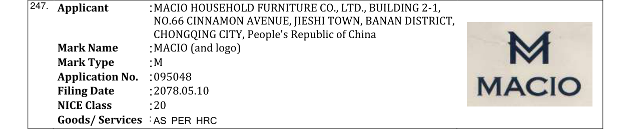 Original bulletin entry for MACIO (and logo)