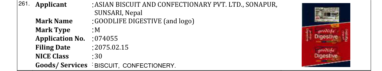 Original bulletin entry for GOODLIFE DIGESTIVE (and logo)