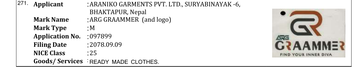 Original bulletin entry for ARG GRAAMMER (and logo)