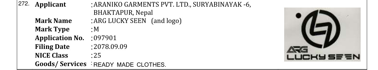 Original bulletin entry for ARG LUCKY SEEN (and logo)