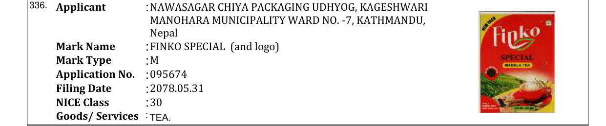 Original bulletin entry for FINKO SPECIAL (and logo)