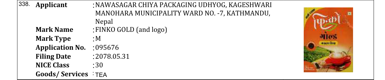 Original bulletin entry for FINKO GOLD (and logo)