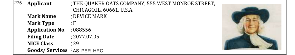 Original bulletin entry for DEVICE MARK