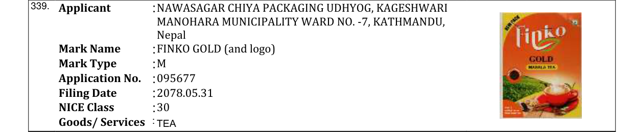 Original bulletin entry for FINKO GOLD (and logo)