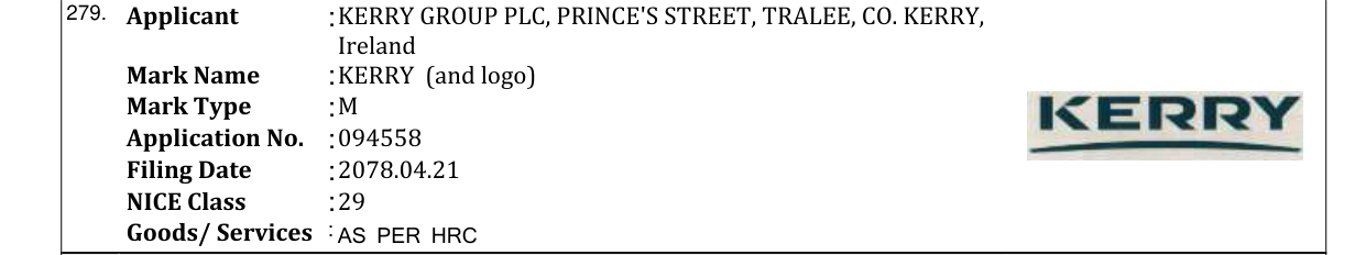 Original bulletin entry for KERRY (and logo)