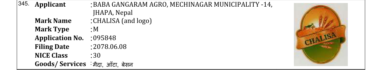 Original bulletin entry for CHALISA (and logo)