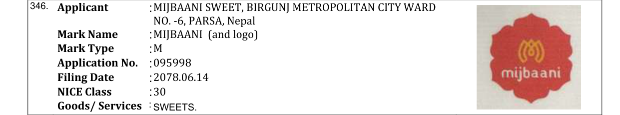 Original bulletin entry for MIJBAANI (and logo)