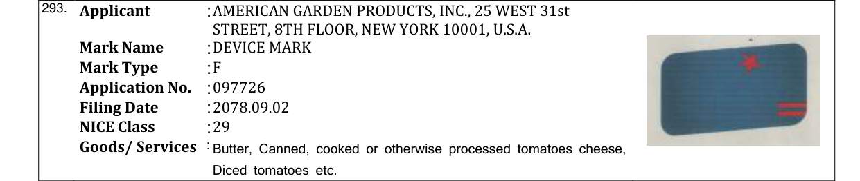 Original bulletin entry for DEVICE MARK