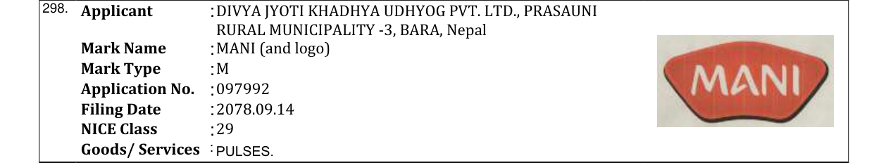 Original bulletin entry for MANI (and logo)