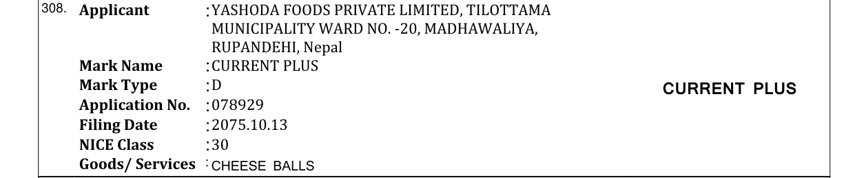 Original bulletin entry for CURRENT PLUS