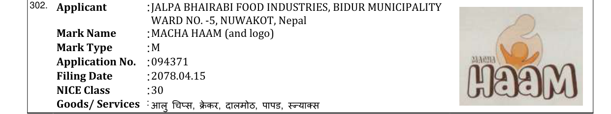 Original bulletin entry for MACHA HAAM (and logo)