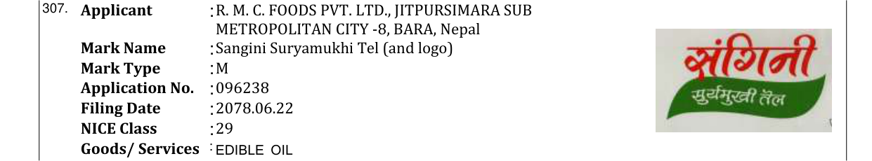 Original bulletin entry for Sangini Suryamukhi Tel (and logo)