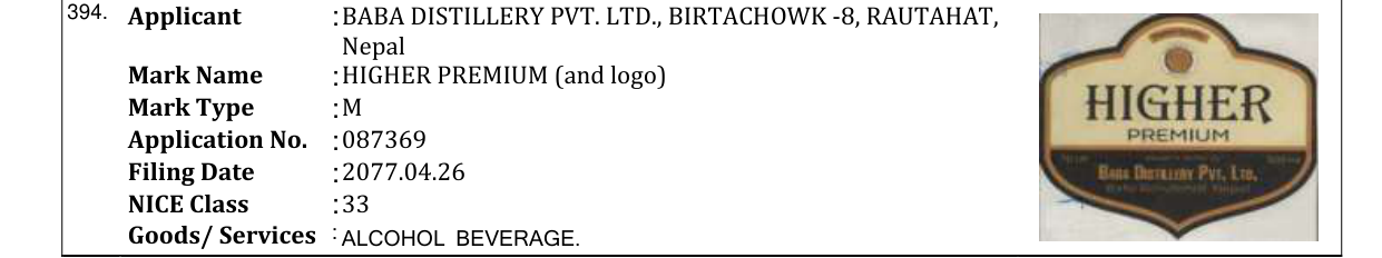 Original bulletin entry for HIGHER PREMIUM (and logo)