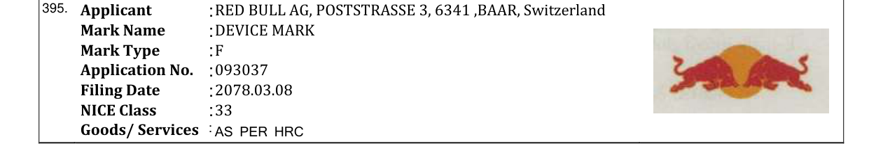 Original bulletin entry for DEVICE MARK