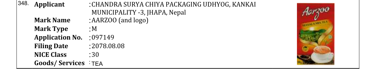 Original bulletin entry for AARZOO (and logo)