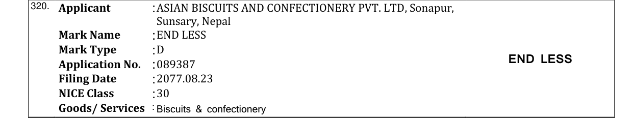 Original bulletin entry for END LESS