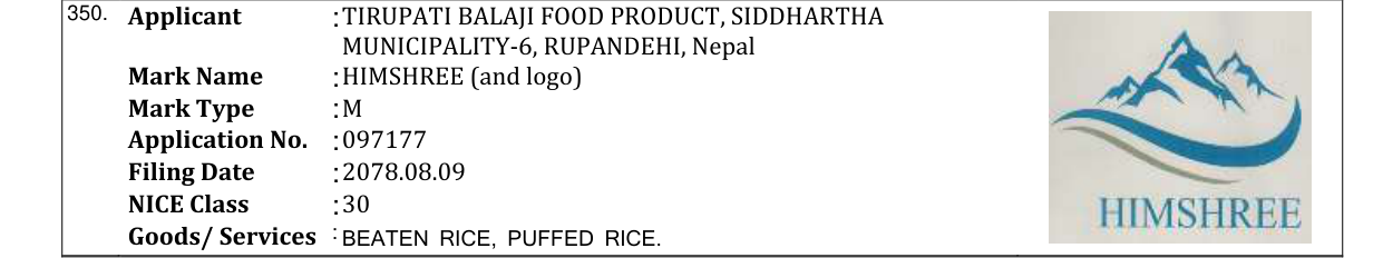 Original bulletin entry for HIMSHREE (and logo)