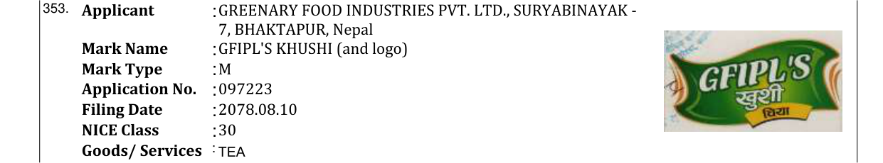 Original bulletin entry for GFIPL'S KHUSHI (and logo)