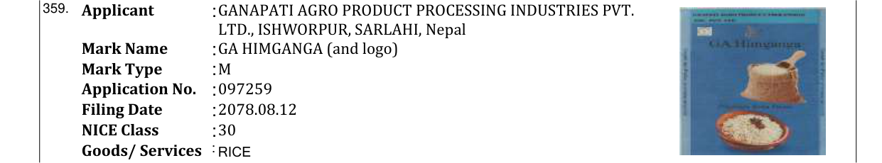 Original bulletin entry for GA HIMGANGA (and logo)