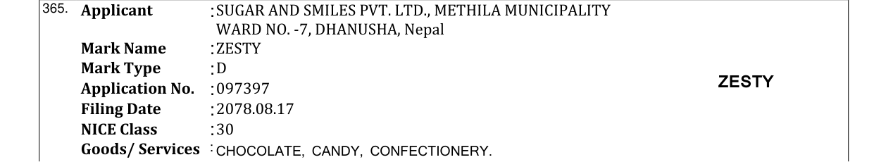 Original bulletin entry for ZESTY