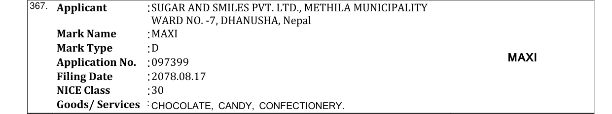 Original bulletin entry for MAXI