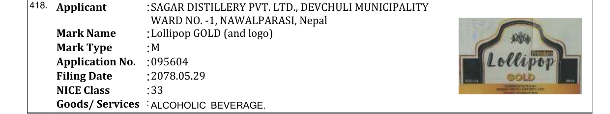 Original bulletin entry for Lollipop GOLD (and logo)