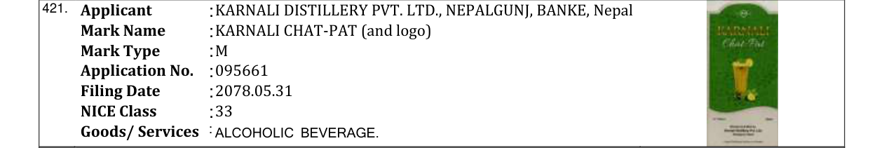Original bulletin entry for KARNALI CHAT-PAT (and logo)