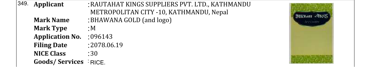 Original bulletin entry for BHAWANA GOLD (and logo)