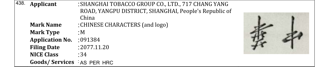 Original bulletin entry for CHINESE CHARACTERS (and logo)