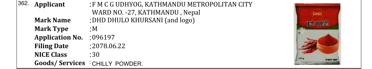 Original bulletin entry for DHD DHULO KHURSANI (and logo)
