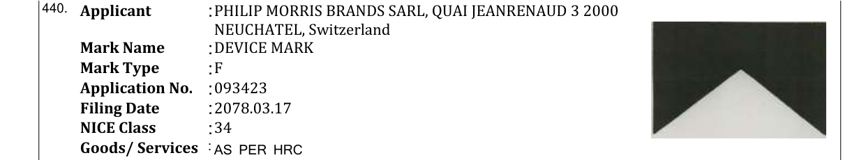 Original bulletin entry for DEVICE MARK