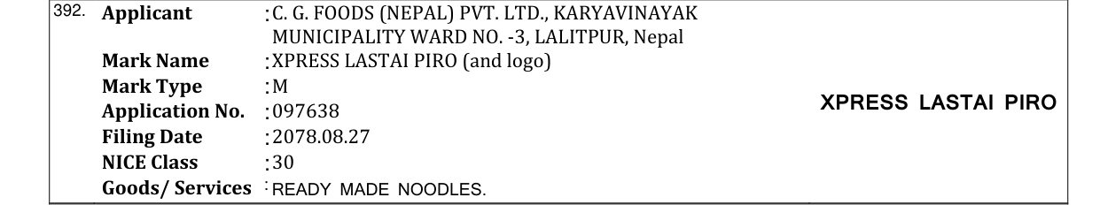 Original bulletin entry for XPRESS LASTAI PIRO (and logo)