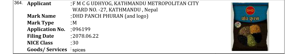 Original bulletin entry for DHD PANCH PHURAN (and logo)