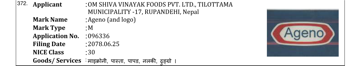Original bulletin entry for Ageno (and logo)