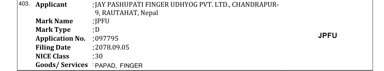 Original bulletin entry for JPFU