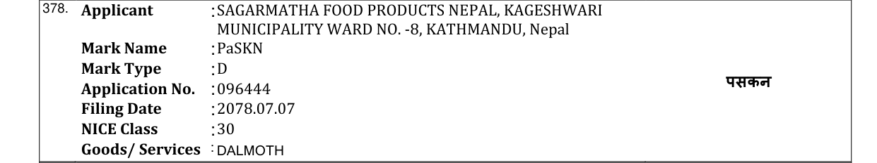 Original bulletin entry for PaSKN