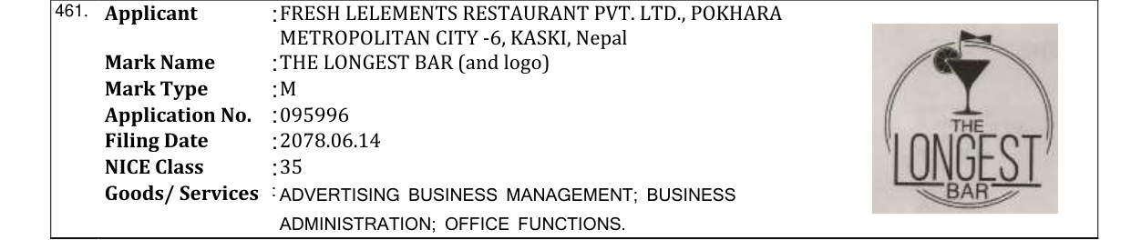 Original bulletin entry for THE LONGEST BAR (and logo)