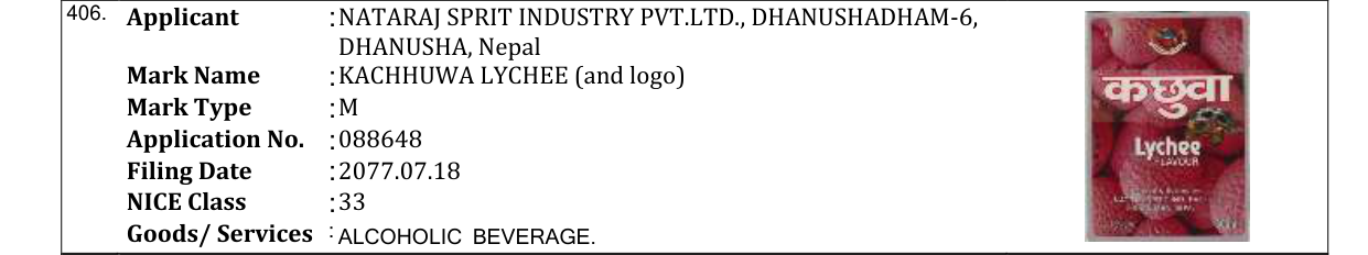 Original bulletin entry for KACHHUWA LYCHEE (and logo)