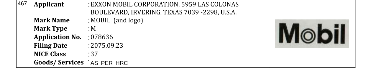 Original bulletin entry for MOBIL (and logo)