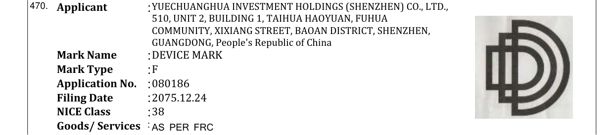 Original bulletin entry for DEVICE MARK