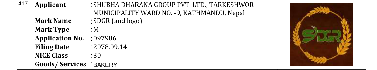 Original bulletin entry for SDGR (and logo)