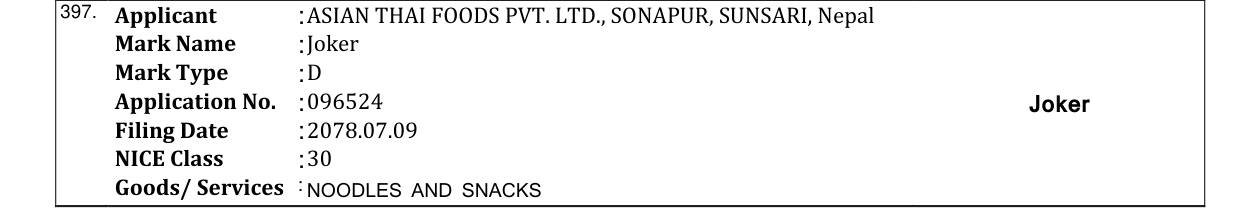 Original bulletin entry for Joker