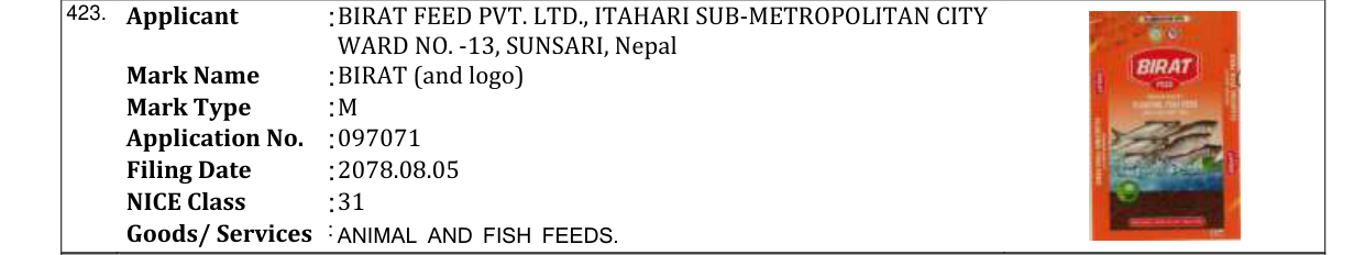 Original bulletin entry for BIRAT (and logo)